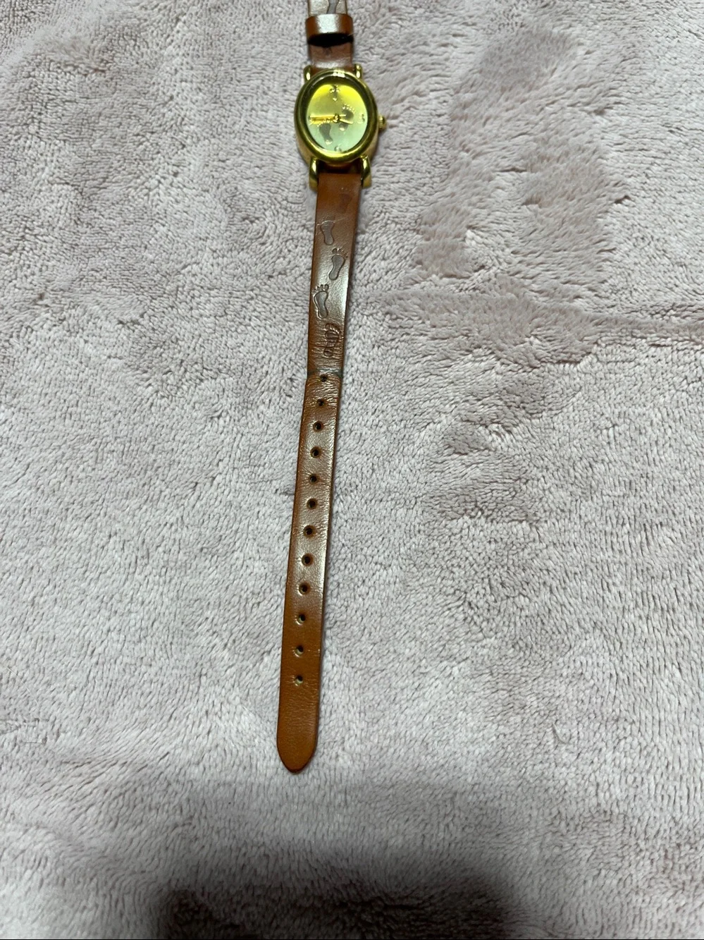 Leather Footprint Strap Women's Watch - Brown